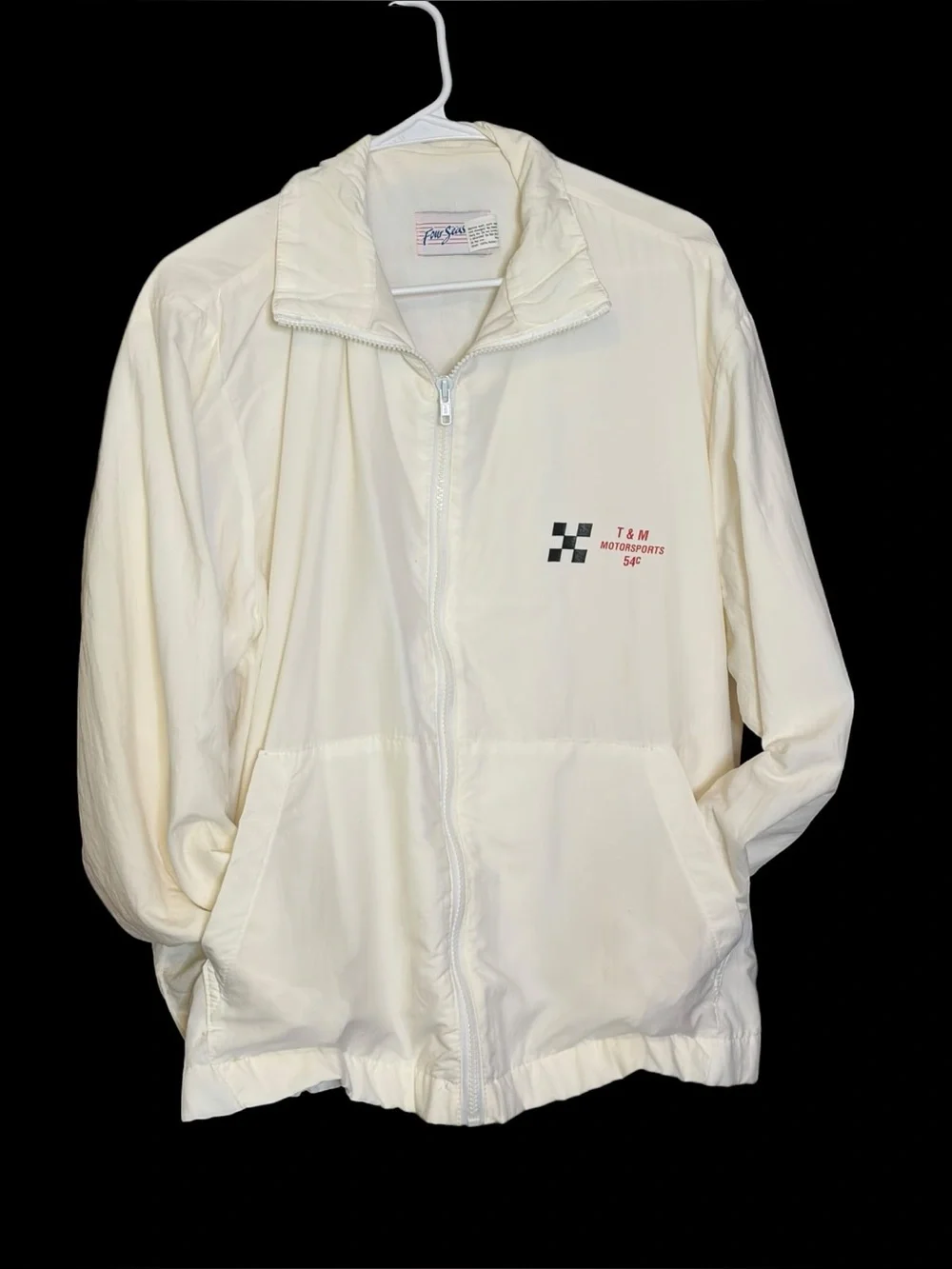 Vintage 80s T&M Motorsports Windbreaker Jacket White Size Large Four Seasons